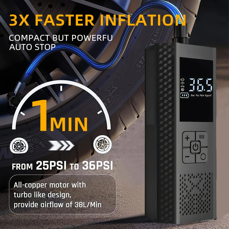 Portable cordless digital tire inflator